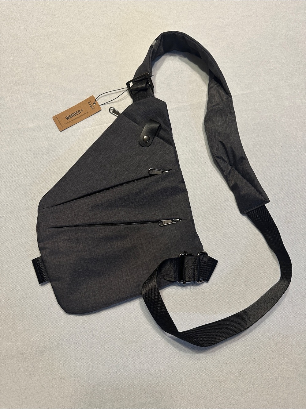 Wander Black Men's Sling Belt Bag with Multi-Zip Pockets